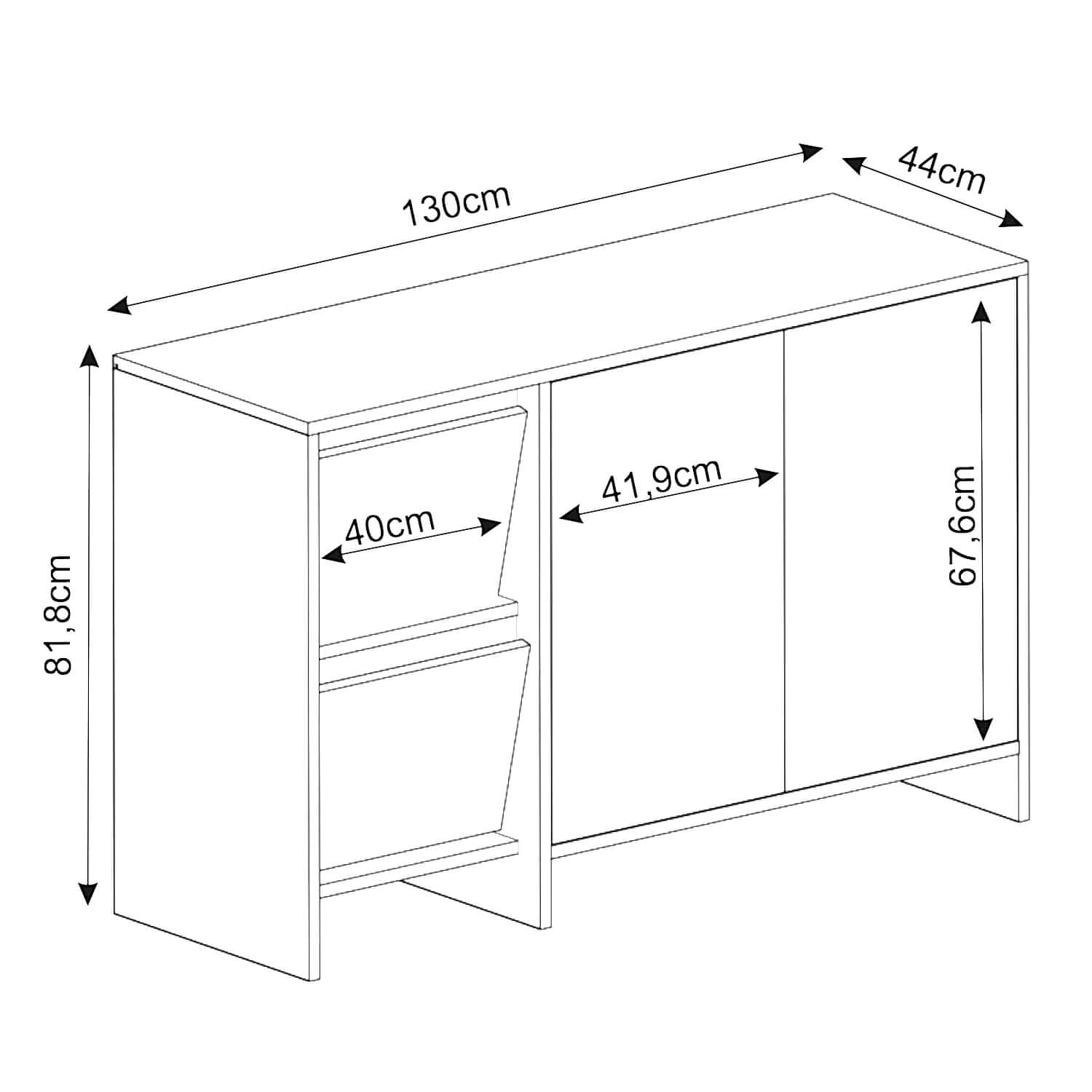 Laris 130 cm Modern Konsol – 4 Kapaklı, Yüksek Ayaklı, Minimalist Tasarım