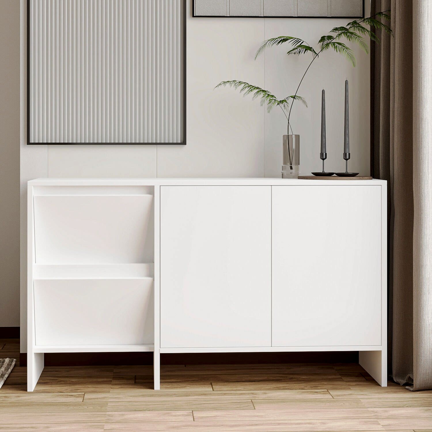 Laris 130 cm Modern Konsol – 4 Kapaklı, Yüksek Ayaklı, Minimalist Tasarım