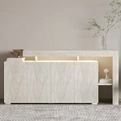 Beliz LED Işıklı Modern Konsol – 170 cm, 4 Kapaklı ve İç Raflı Depolama, Şık Tasarım