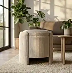 Cuddle Sandıklı Puf – Depolama Alanlı – Soft Bej Yumuşak Dokulu