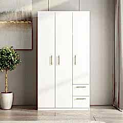 Merlin 3 Kapaklı, Çekmeceli Modern Gardırop - 90 cm
