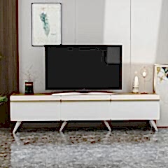 Valentina Modern TV Sehpası – Beyaz & Çırağan, Yerden Yüksek Şık Tasarım
