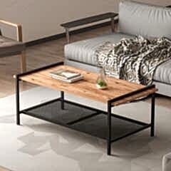 Lara Modern Orta Sehpa – Metal Raflı Tasarım, 120x60 cm