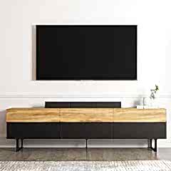 SIGN Modern Tek Kapaklı TV Sehpası - 180 cm - Siyah Metal Ayaklar