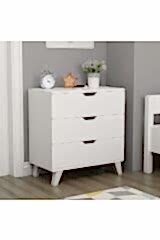 Valencia Şifonyer – 3 Çekmeceli, 72 cm Genişlik, Yüksek Ayaklı Beyaz Şık Şifonyer
