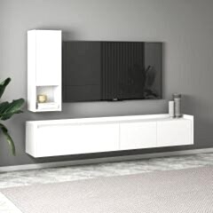 Sema T007 Duvara Monte Modern TV Ünitesi - Kapaklı Raflı Tasarım
