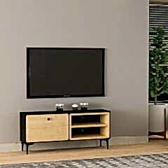 Selis T004 Modern TV Sehpası – Ahşap Siyah/Safir Meşe - 120 cm