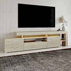 Alaz T0014 LED Işıklı Modern TV Sehpası – Çok Bölmeli Depolama Alanı