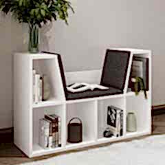 Livora Minderli Kitaplık - Oturma Alanlı 103 cm Minimalist Tasarım